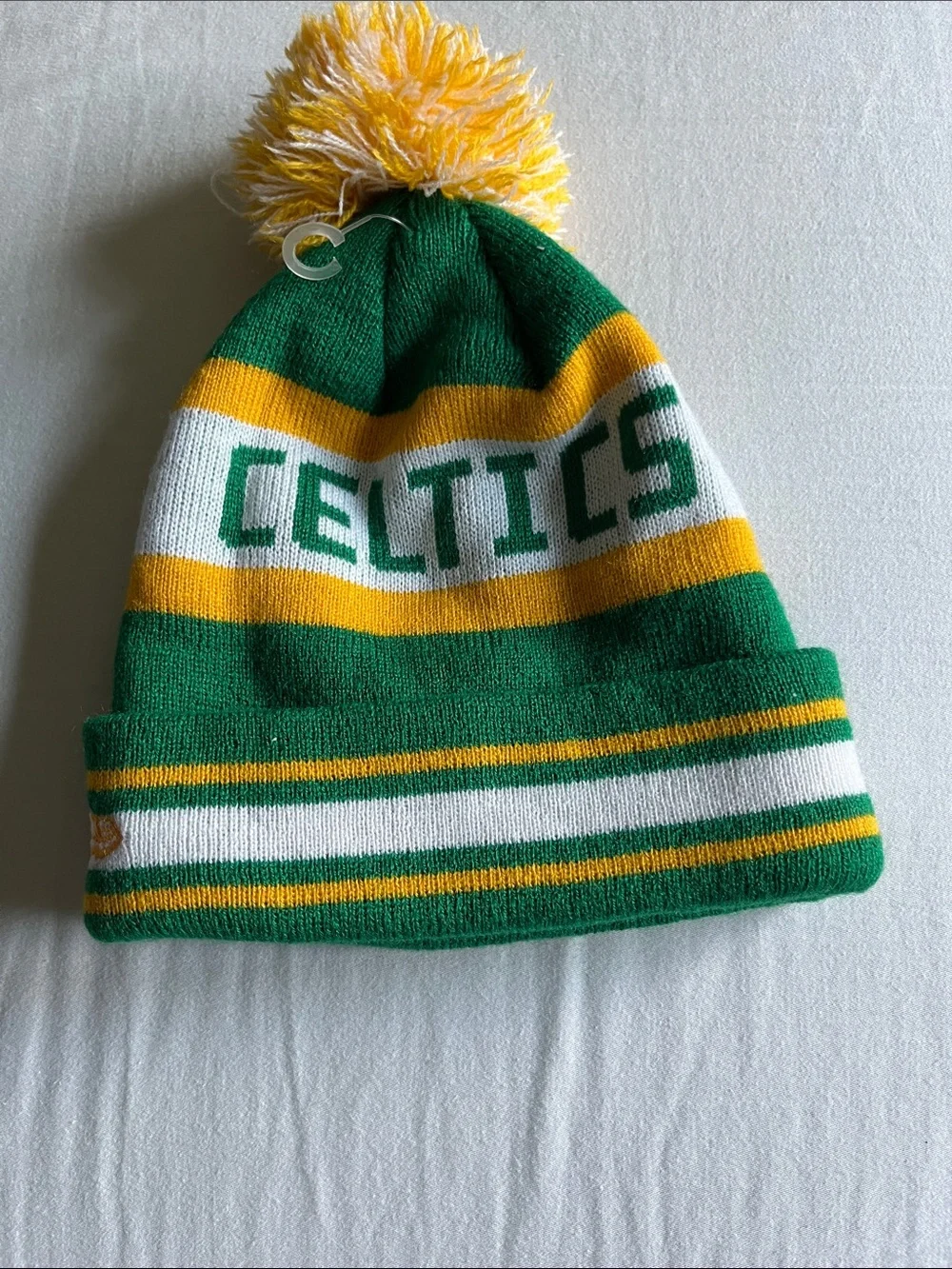 Kids Pom New Era Celtics Beanie - Green & Yellow